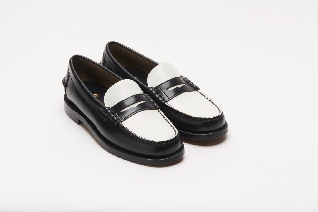 Black and white loafers womens online