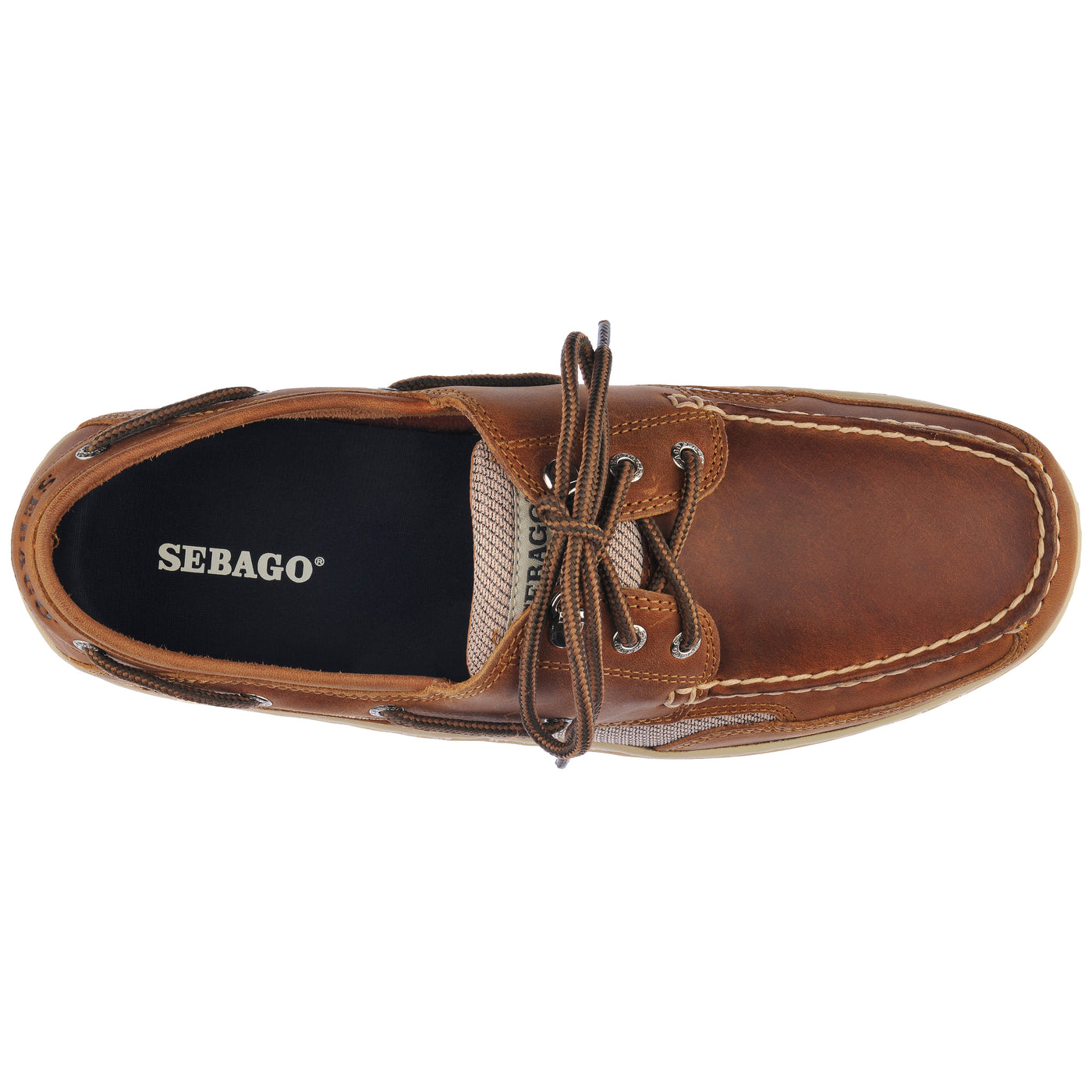 Men's Boat Shoes | Sebago | Marine | Clovehitch II Fgl Waxed | Brown Cinnamon | Top View