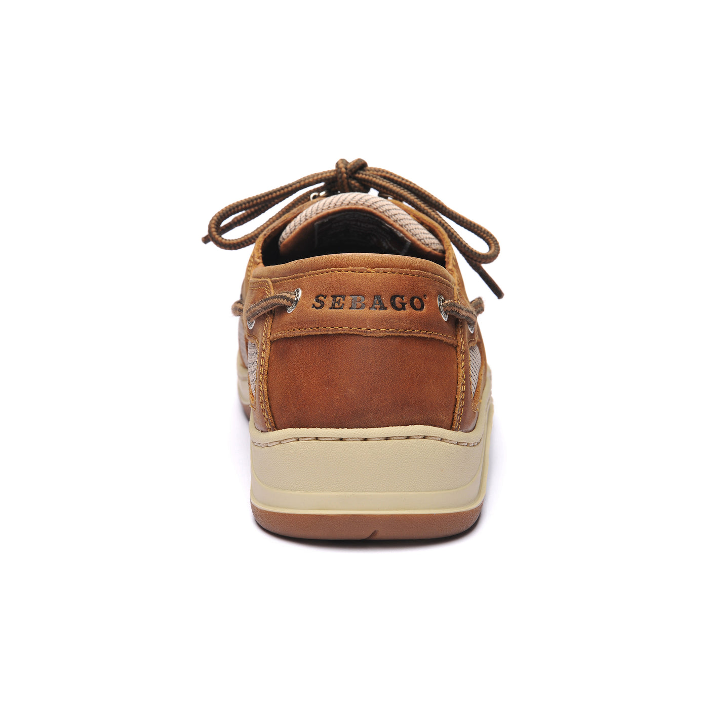 Men's Boat Shoes | Sebago | Marine | Clovehitch II Fgl Waxed | Brown Cinnamon | Heel View