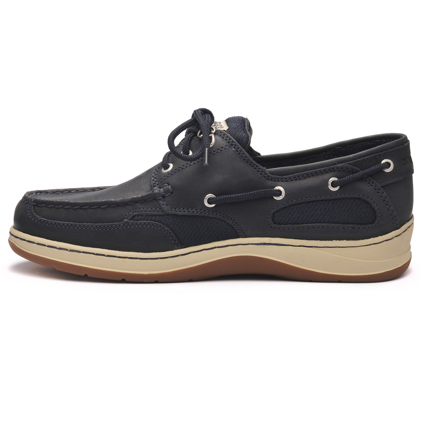 Men's Boat Shoes | Sebago | Marine | Clovehitch II Fgl Waxed | Navy Blue | Side View
