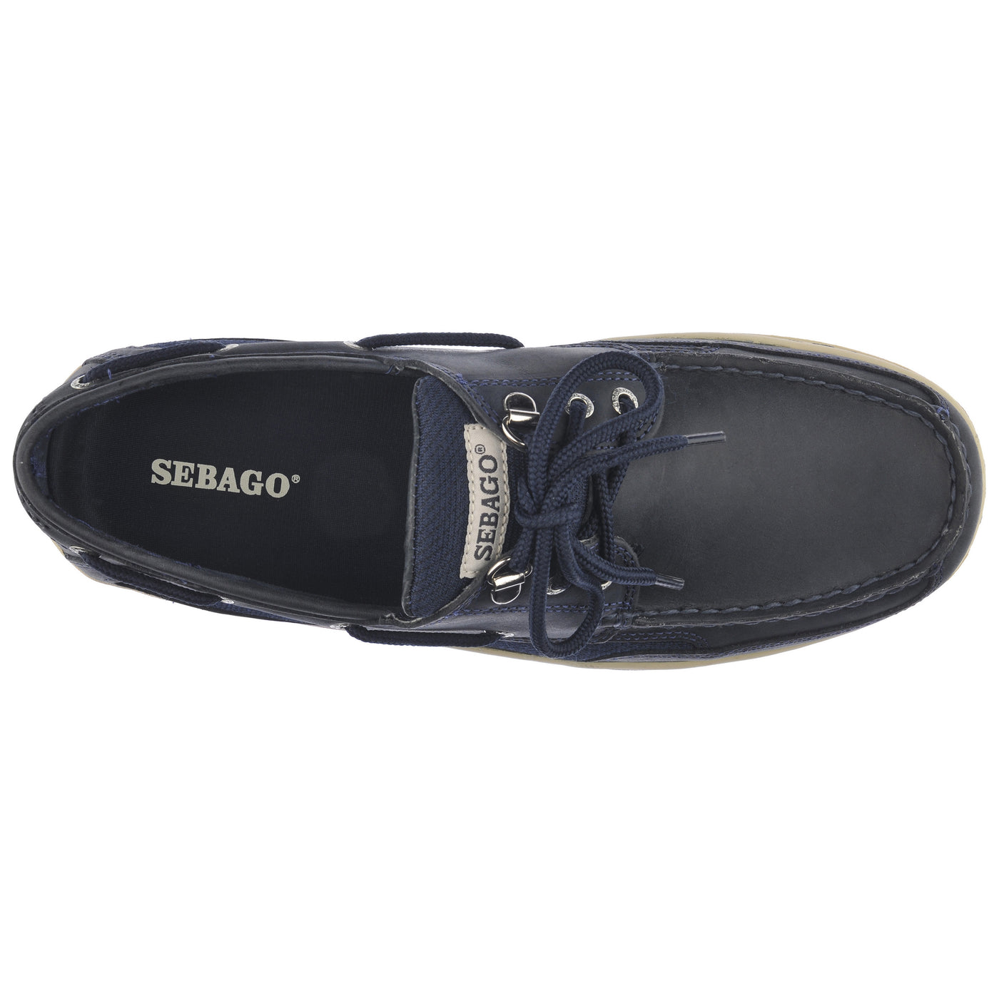 Men's Boat Shoes | Sebago | Marine | Clovehitch II Fgl Waxed | Navy Blue | Top View