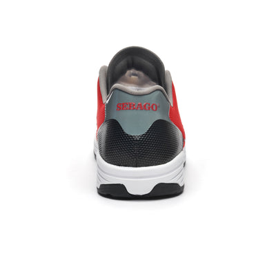 Men's Sneakers | Sebago | Marine | Cyphon Jia Ren | Dark Red & Black | Heel View