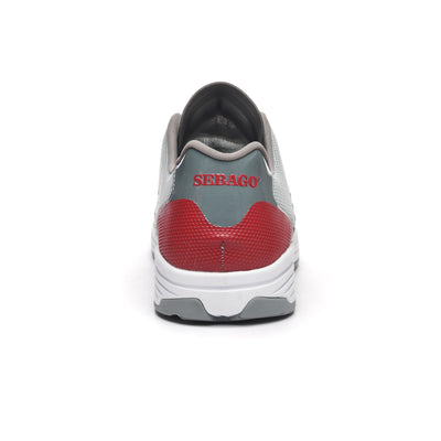 Men's Sneakers | Sebago | Marine | Cyphon Jia Ren | Light Gray & Red | Heel View